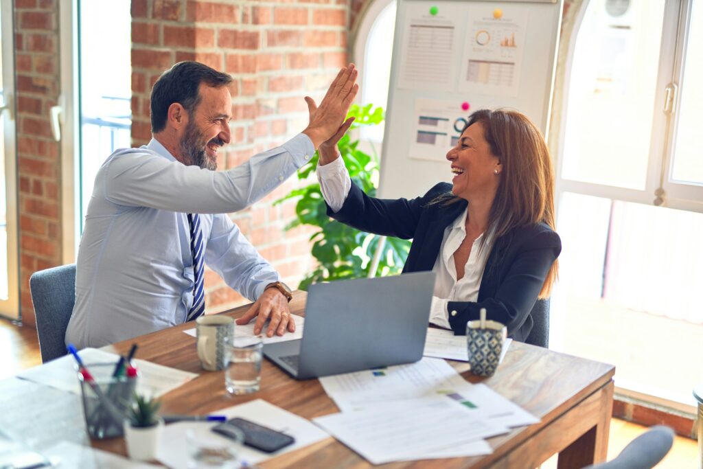 Confident business professional sitting in office environment