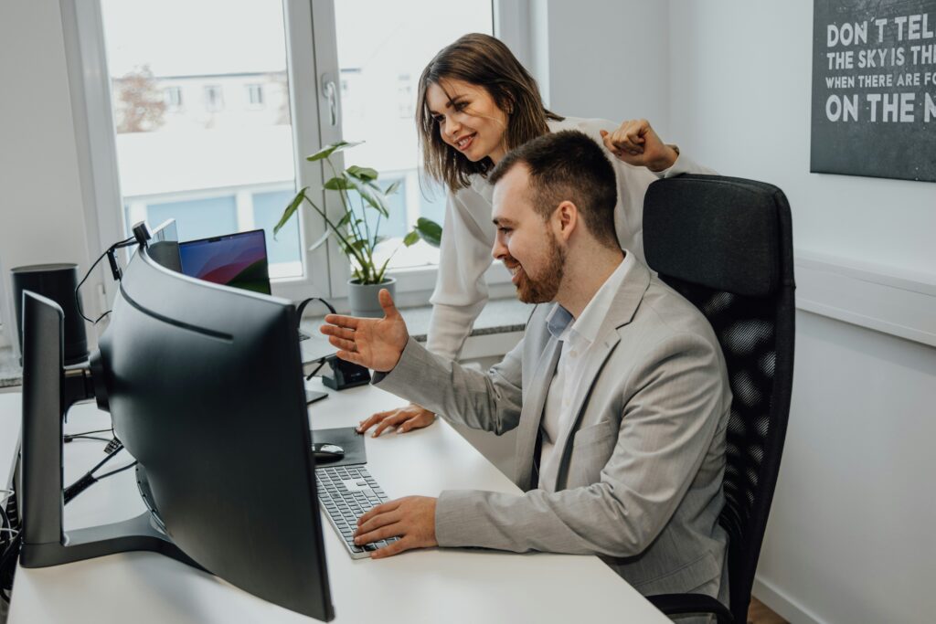 Smiling entrepreneur representing modern business solutions
